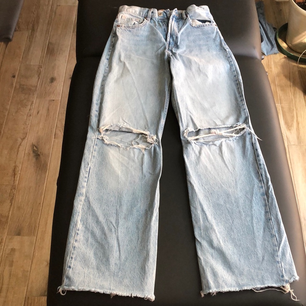 Zara High Rise Light Blue Denim Baggy Jeans Size 2